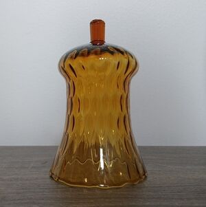 Vtg Glass Peg Votive Candle Holder Sconce Amber Diamond Honeycomb Optic 5.25"